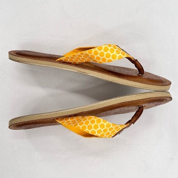 Nautica Gulf Breeze Yellow Honeycomb Fabric Straps Flip Flop Sandal Size 7 - Picture 5 of 9